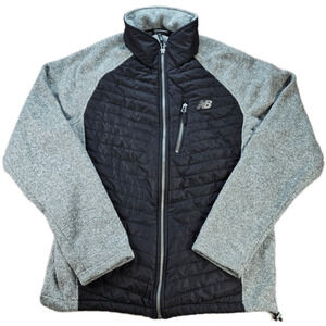 Men's New Balance Grey Black Fleece Quilted Full Zip Jacket Size Medium